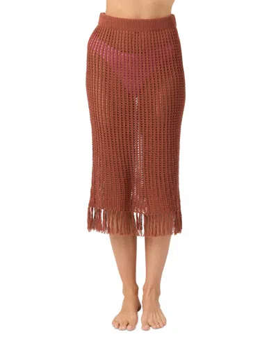 O'neill Juniors' Pull-on Crochet Skirt Cover-up In Brown
