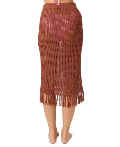 O'neill Juniors' Pull-on Crochet Skirt Cover-up In Brown