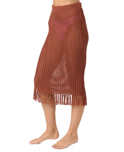 O'neill Juniors' Pull-on Crochet Skirt Cover-up In Brown