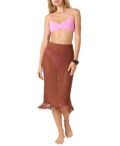 O'neill Juniors' Pull-on Crochet Skirt Cover-up In Brown