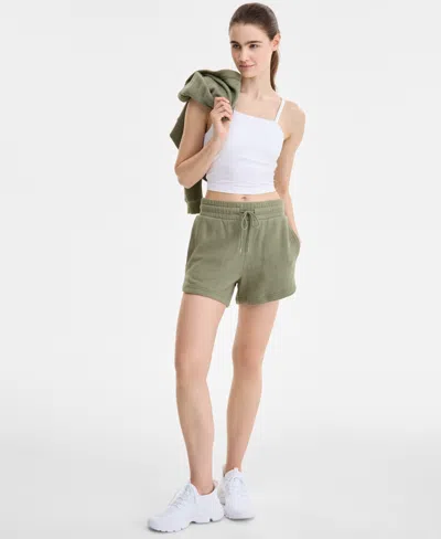 Id Ideology Women's Drawstring-waist Dolphin-hem Shorts, Exclusively At Macy's In Green