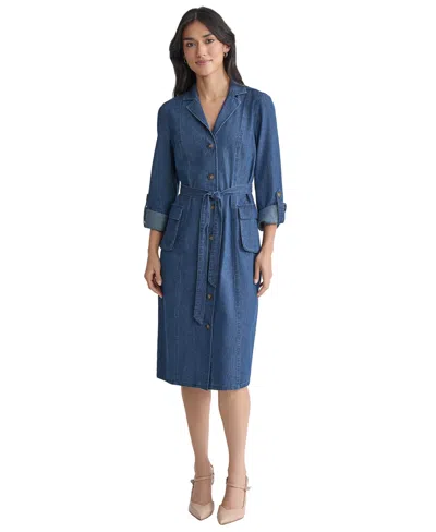 Jones New York Denim Cargo Shirtdress In Blue
