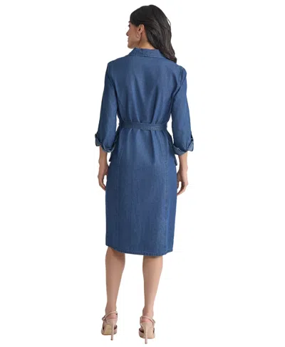 Jones New York Denim Cargo Shirtdress In Blue