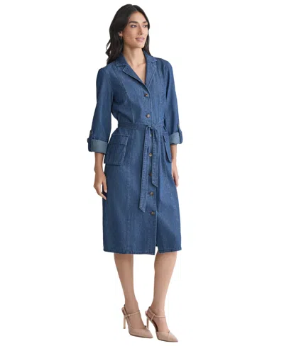 Jones New York Denim Cargo Shirtdress In Blue