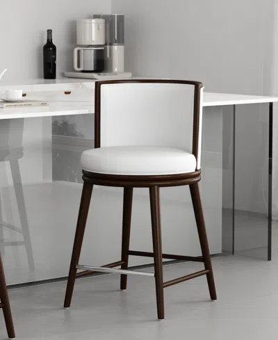 Manhattan Comfort Evalyn 37.6" Upholstered Counter Stool In White