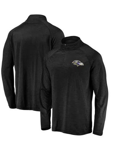 Fanatics Men's Black Baltimore Ravens Striated Primary Logo Raglan Quarter-zip Pullover Jacket In Black