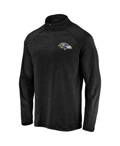 Fanatics Men's Black Baltimore Ravens Striated Primary Logo Raglan Quarter-zip Pullover Jacket In Black