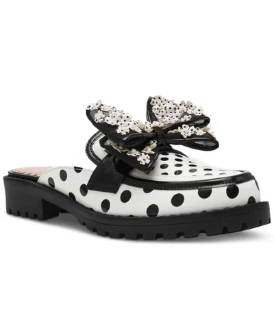 Betsey Johnson Women's Evaline Bow Embellished Slip-on Loafers In White