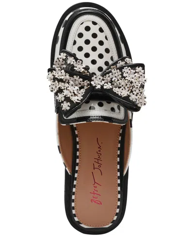 Betsey Johnson Women's Evaline Bow Embellished Slip-on Loafers In White