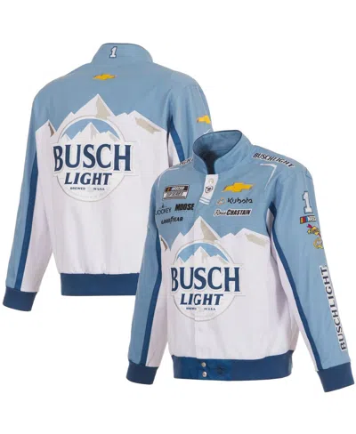 Jh Design Men's White/light Blue Ross Chastain Busch Light Full-snap Twill Uniform Jacket In Blue