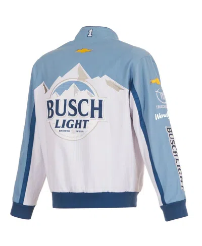 Jh Design Men's White/light Blue Ross Chastain Busch Light Full-snap Twill Uniform Jacket In Blue