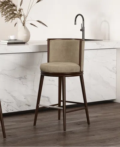 Manhattan Comfort Evalyn 40" Upholstered Barstool In Brown