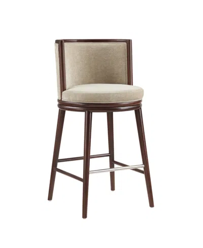 Manhattan Comfort Evalyn 40" Upholstered Barstool In Brown