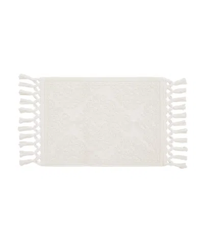 Jean Pierre New York Ricardo Fringe Cotton Bath Rug 21"x 41" In White