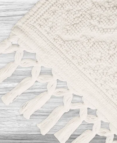 Jean Pierre New York Ricardo Fringe Cotton Bath Rug 21"x 41" In White