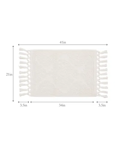 Jean Pierre New York Ricardo Fringe Cotton Bath Rug 21"x 41" In White