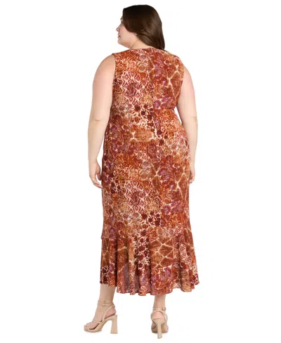 R & M Richards Plus Size V-neck Sleeveless Maxi Dress In Brown