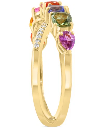 Effy Collection Effy Multi-sapphire (2 Ct. T.w.) & Diamond (1/10 Ct. T.w.) Crossover Statement Ring In 14k Yellow Go In Blue
