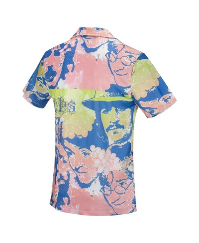 Section 119 Men's Pink The Beatles Portrait Mesh Button-down Shirt In Pink