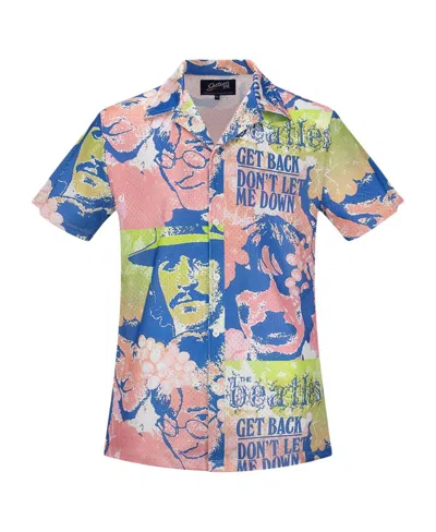 Section 119 Men's Pink The Beatles Portrait Mesh Button-down Shirt In Pink