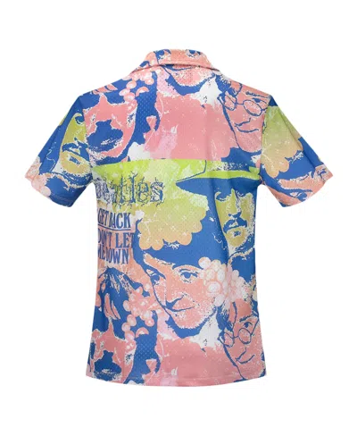 Section 119 Men's Pink The Beatles Portrait Mesh Button-down Shirt In Pink