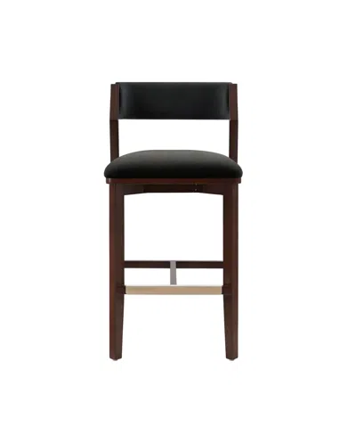 Manhattan Comfort Patricia 39.2" Velvet Upholstered Barstool In Black