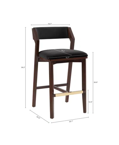 Manhattan Comfort Patricia 39.2" Velvet Upholstered Barstool In Black