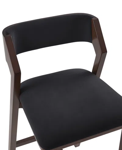 Manhattan Comfort Patricia 39.2" Velvet Upholstered Barstool In Black