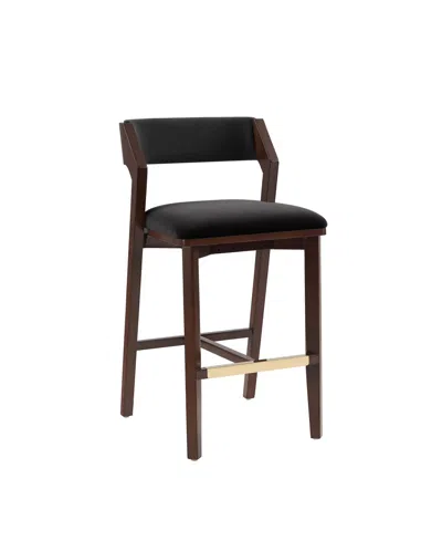 Manhattan Comfort Patricia 39.2" Velvet Upholstered Barstool In Black