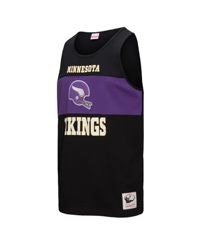 Mitchell & Ness Men's Black Minnesota Vikings Retro Color Block Tank Top In Black