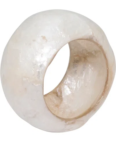 Saro Lifestyle Textured Capiz Napkin Rings, Set Of 4 In White