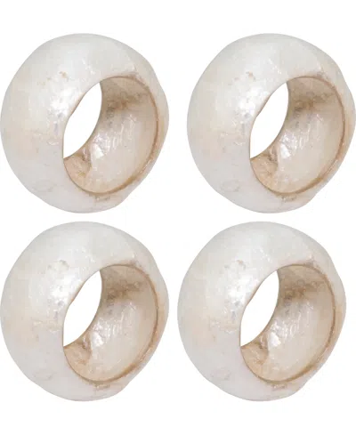 Saro Lifestyle Textured Capiz Napkin Rings, Set Of 4 In White