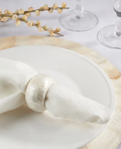 Saro Lifestyle Textured Capiz Napkin Rings, Set Of 4 In White