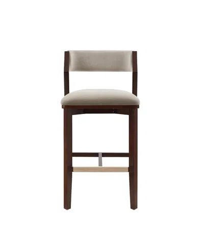 Manhattan Comfort Patricia 39.2" Velvet Upholstered Barstool In Brown