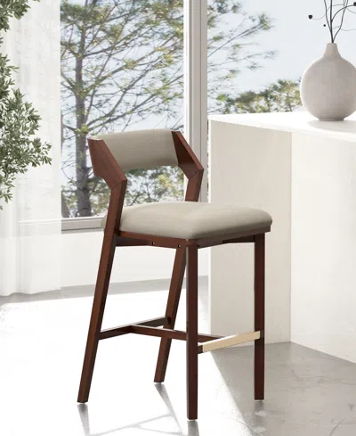 Manhattan Comfort Patricia 39.2" Velvet Upholstered Barstool In Brown