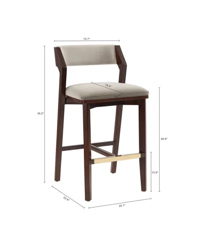 Manhattan Comfort Patricia 39.2" Velvet Upholstered Barstool In Brown