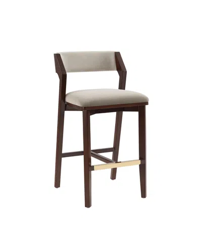 Manhattan Comfort Patricia 39.2" Velvet Upholstered Barstool In Brown
