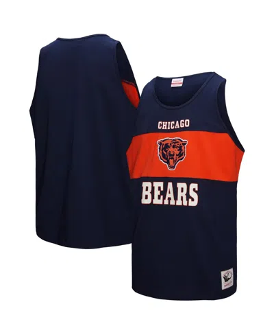Mitchell & Ness Men's Navy Chicago Bears Retro Color Block Tank Top In Blue