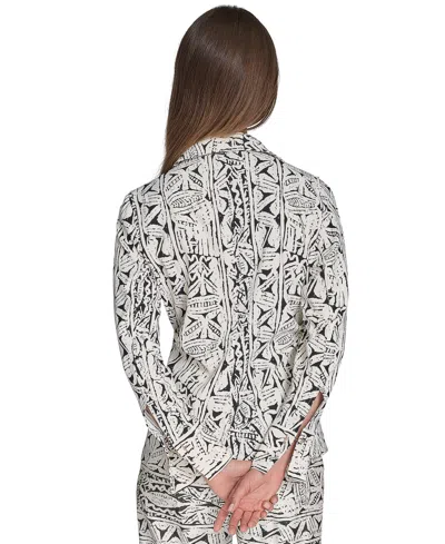 Halston Womens Printed Button Front Shirt Printed High Rise Wide Leg Pants In Brown