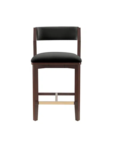 Manhattan Comfort Patricia 36.2" Velvet Upholstered Counter Stool In Brown