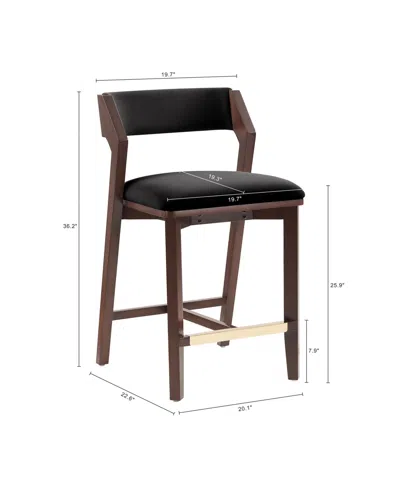 Manhattan Comfort Patricia 36.2" Velvet Upholstered Counter Stool In Brown