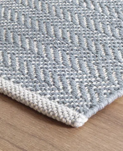 Dash And Albert Rugs By Annie Selke Herringbone Cotton Rda360 9'x12' Area Rug In Blue