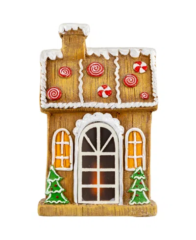 Northlight 14" Led Peppermint Gingerbread House Christmas Decoration In Brown