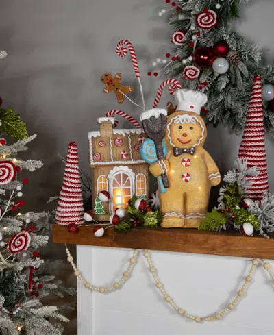 Northlight 14" Led Peppermint Gingerbread House Christmas Decoration In Brown