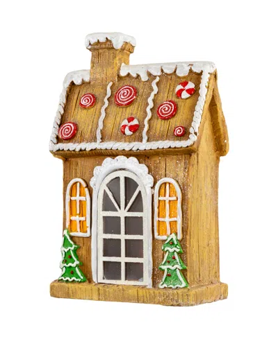 Northlight 14" Led Peppermint Gingerbread House Christmas Decoration In Brown