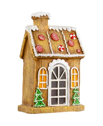 Northlight 14" Led Peppermint Gingerbread House Christmas Decoration In Brown