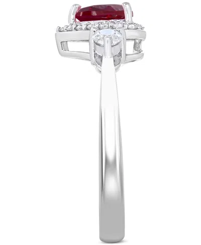 Macy's Amethyst (5/8 Ct.t.w.) And White Topaz (1/2 Ct.t.w.) 'i Love You' Message Ring In Sterling Silver In Red