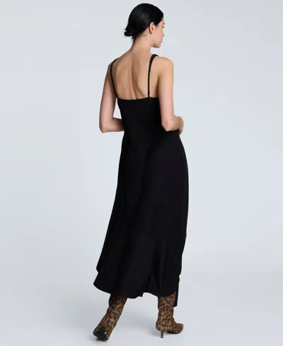 Kenneth Cole Asymmetrical Hem Cowl Neck Dress In Black
