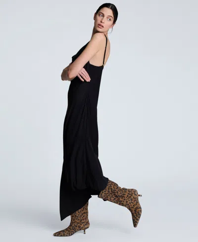 Kenneth Cole Asymmetrical Hem Cowl Neck Dress In Black