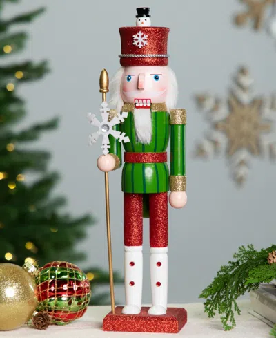 Northlight 15" Glittered Nutcracker With Snowflake Scepter Christmas Figure In Multi